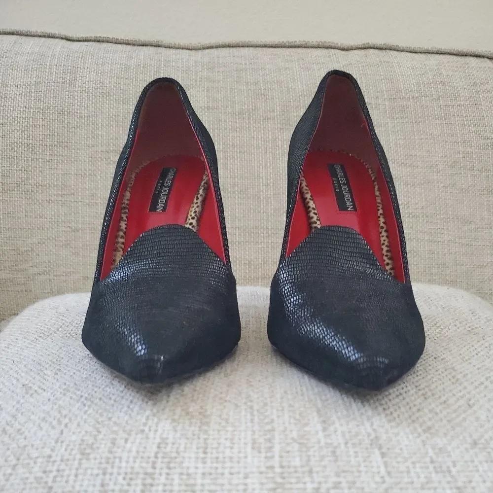 Charles Jourdan Paris Shoes Heels Black Suede Sz 8.5